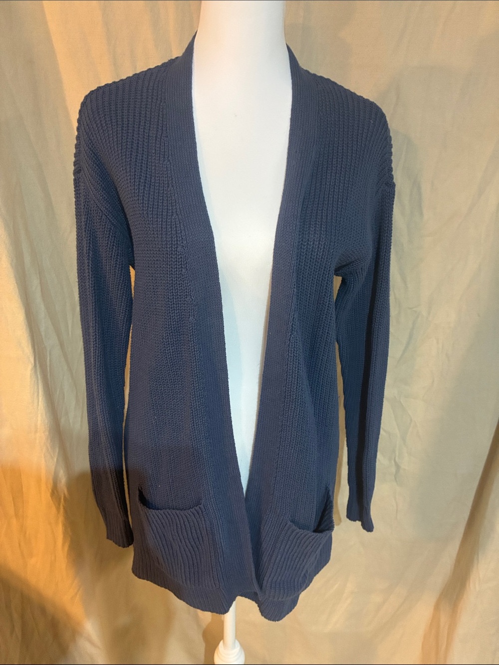LOFT Navy Open-Front Knit Cardigan